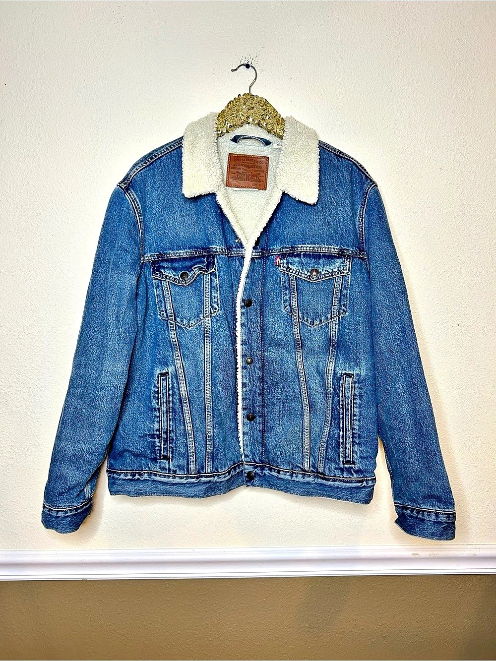 Levi's Type III Sherpa Trucker Jacket Sherpa Denim Trucker Jacket Size XL